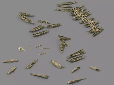 Game Exploring the Mountains - Broken - Wooden Boat 01 3D model