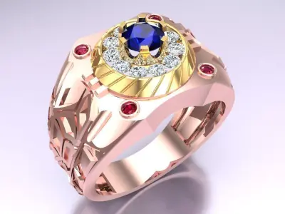 Diamond Rings - Mens Ring - N1928 3D print model