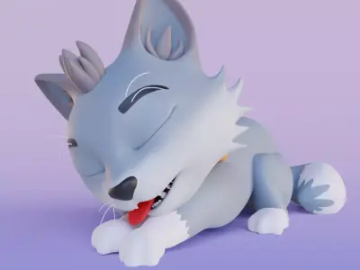 Wolf rigged cartoon  3D model
