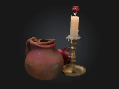 Still Life with Candle and Pomegranate  3D model