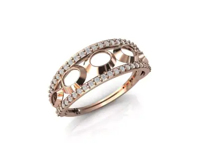 Women Ring Diamond Stone STL 3DM Lightweight Printable 3D print model 77