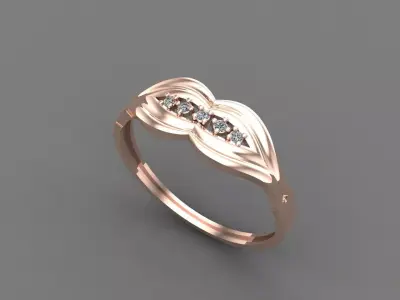Womens Diamond Signet Ring Women Rings 3dmodels 3D print model 3D print model 55