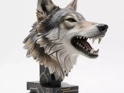 Wolf head sculpture 3D print model purchase