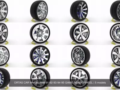 ORTAS CAR WHEEL RIM 91-92-93-94-95 GAME READY WHEEL 3D Model Pack