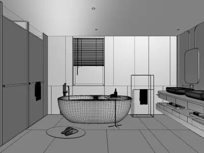 Luxury family bathroom shower room 3D model