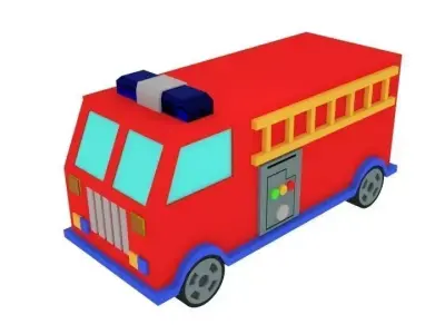 Cartoon Firetruck Toy Low-poly 3D model