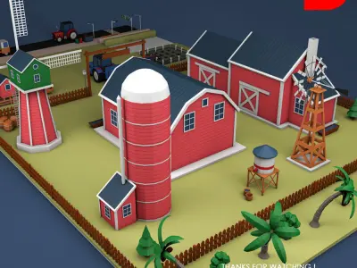 Low Poly Farm Set Low-poly 3D model