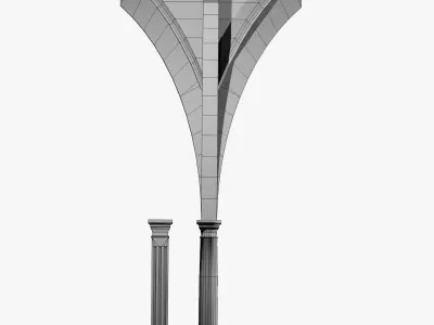 Vaulting 5-5   Gothic  750cm spcd   thick arches and thick curbs Low-poly 3D model