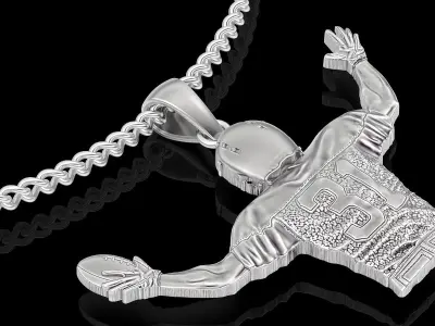 Rugby player pendant gold jewelry 3D printable model 3D print model