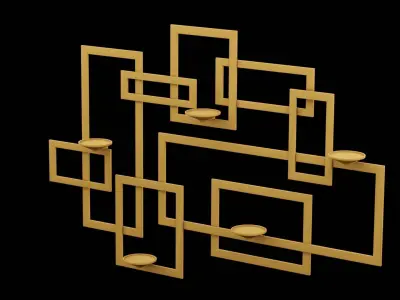 Golden Geometrical Furniture Design  Low-poly 3D model