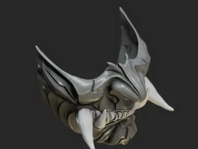 Oni Mask 16 Demon Half Face 3D print model 3D print model