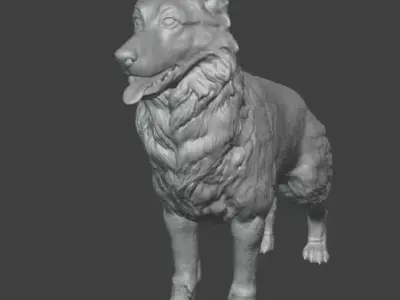 German Shepherd 3D Model Realistic Dog Figurine STL 3D model