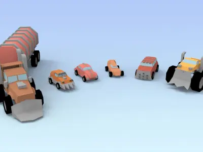 Low Poly Raider Cars Low-poly 3D model