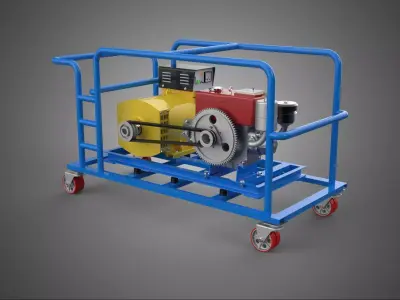 CART TURBINE POWER GENERATOR SET DIESEL ENGINE ALTERNATOR DYNAMO 3D model