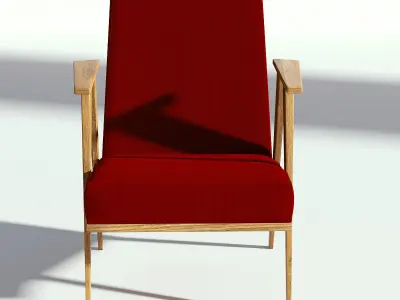 Retro Red Fabric Armchair 3D model