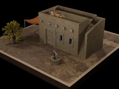 Desert Middle Eastern House Free 3D model