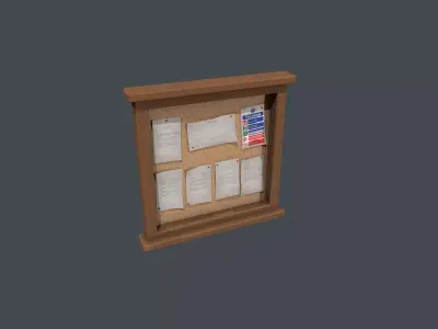 Notice Board - Corkboard Low-poly 3D model