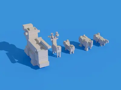 Low Poly Zombie Animals Crossy Road Low-poly 3D model