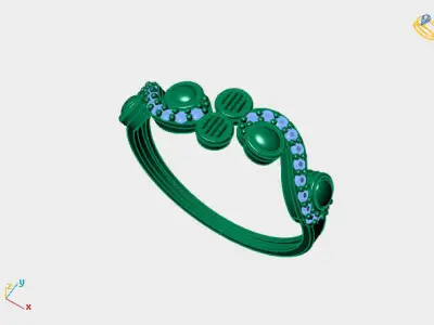 Women Ring Diamond Stone STL 3DM Lightweight Printable 3D print model 35