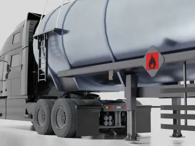 Volvo VNL 2014 and Trailer Low-poly 3D model