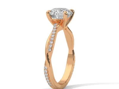 solitaire ring with detail images and 360 render videos 4 3D print model