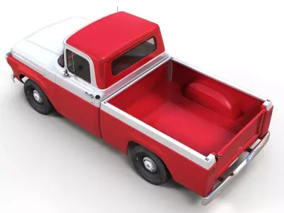 50s American pickup truck Low-poly 3D model