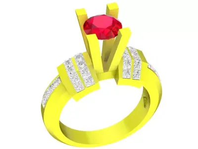 A6889 Luxury Korean Style Diamond Women Engagement Ring 3D Print 3D print model