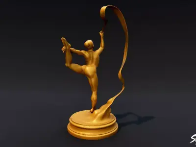 Golden Rhythmic Gymnastics Statue Low-poly 3D model