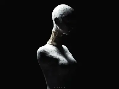 Padaung Woman Statue 3D model