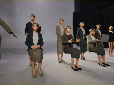 Modular Character - Asian Business Woman - FK2 Low-poly 3D model