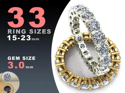 Eternity diamond ring 3D print model