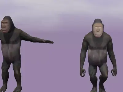 Gorilla Mixamo rigged with mouth and eye controlar 3D model Low-poly 3D model