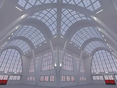 Industrial exhibition building 3D model
