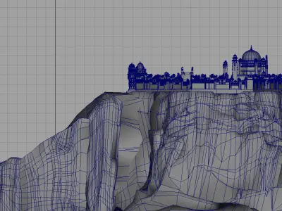 mountain fort city 3d model 3D model