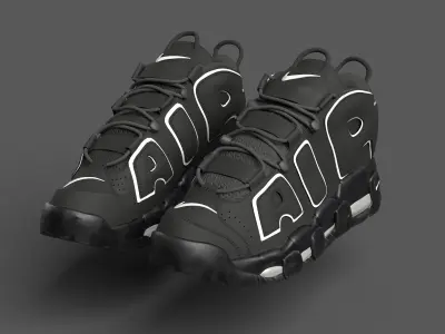Nike Air More Uptempo 96 Low Black White 3D model