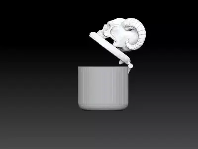 ashtray for tobacco with skull 3D print model
