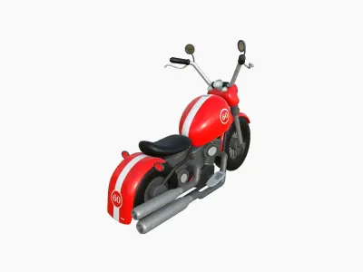 Motorcycle Cartoon A01 Red Racing - Custom Vehicle Design Low-poly 3D model