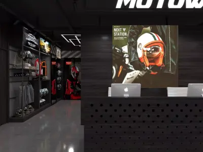 motorcycle supplies shop Low-poly 3D model