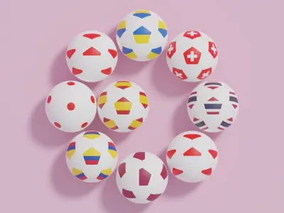 Flag Soccer Ball Collection 2 3D model