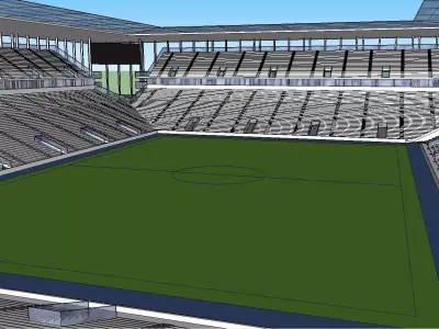 Stadion building in middle of field 3D model