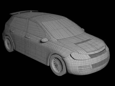 Modified Volkswagen golf for mobile games Low-poly 3D model