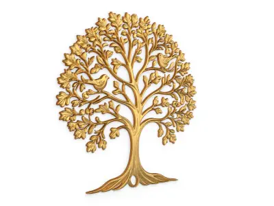 decor set wall panel wall tree relief mural CNC 45 3D model