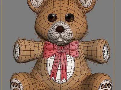 Teddy Bear cartoon rigged Low-poly 3D model