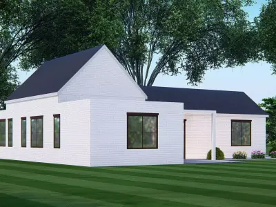 American Exterior House Design Classic Modern Country Home 3D model