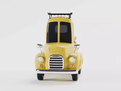 Cartoon Vintage Pickup Truck Low-poly 3D model