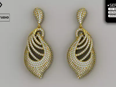 Diamond earrings 3D print model