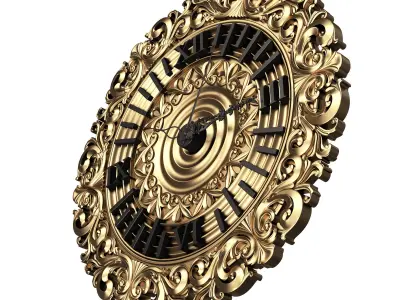 Classic Wall Clock 018 Gold Low-poly 3D model