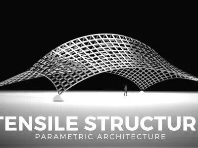 Architectural Tensile Structure Ridge with Anchors 3D model