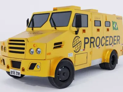 Bank Armored Car Low-poly 3D model