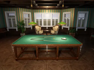 BILLIARD ROOM UNREAL ENGINE 4 Low-poly 3D model